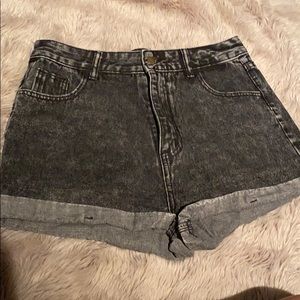 Black washed out shorts